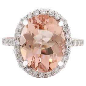 Exquisite Natural Morganite Diamond Ring In