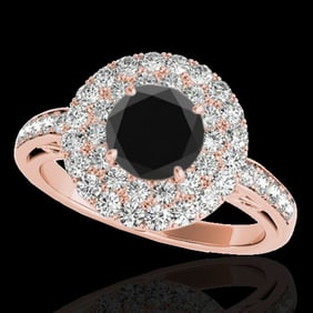 2.25 ctw Certified VS Black Diamond Solitaire Halo Ring 10k Rose Gold