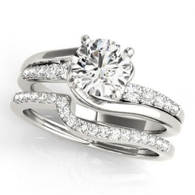 1.35 ctw Certified VS/SI Diamond Bypass 2pc Wedding Set 14k White Gold