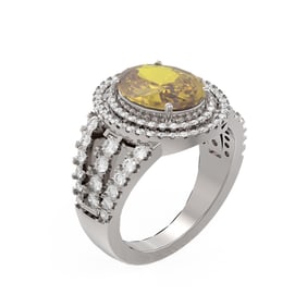 4.89 ctw Canary Citrine & Diamond Ring 18K White Gold
