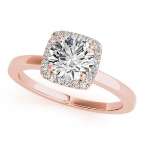 0.9 ctw Certified VS/SI Diamond Halo Ring 18k Rose Gold