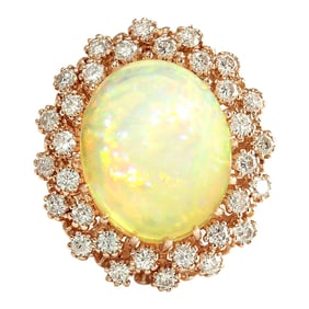 Natural Opal 18K Rose Gold Diamond