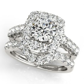 2.12 ctw Certified VS/SI Diamond 2pc Wedding Set Halo 14k White Gold