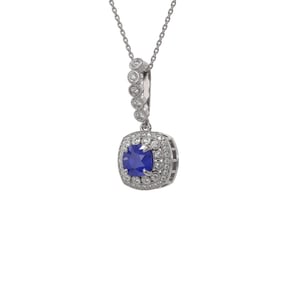 2.55 ctw Sapphire & Diamond Victorian Necklace 14K White Gold