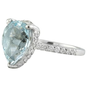Aquamarine Diamond Ring 14K White Gold