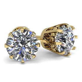 1.53 ctw VS/SI Diamond Stud Solitaire Earrings Vintage 18k Yellow Gold