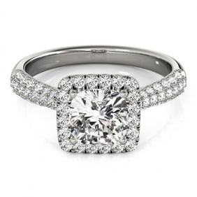 1 ctw Certified VS/SI Cushion Diamond Halo Ring 18k White Gold