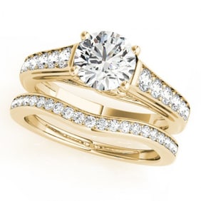 1.2 ctw Certified VS/SI Diamond 2pc Wedding Set 14k Yellow Gold