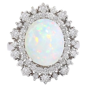 Opal 14K White Gold Diamond Ring
