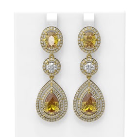 13.02 ctw Canary Citrine & Diamond Earrings 18K Yellow Gold