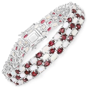 24.08 CT Genuine Opal and Rhodolite