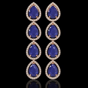 16.01 ctw Sapphire & Diamond Micro Pave Halo Earrings 10k Rose Gold