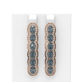 7.21 ctw Blue Topaz & Diamond Earrings 18K Rose Gold