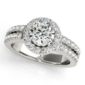 Natural 1.25 ctw Diamond Halo Ring 14k White Gold