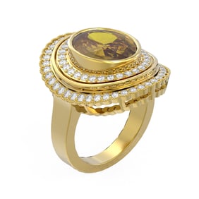 7.16 ctw Canary Citrine & Diamond Ring 18K Yellow Gold