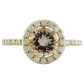 1.60 CTW Morganite 14K Yellow Gold Diamond Ring