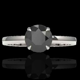 2 ctw Black Diamond Designer Engagment Ring 18k White Gold