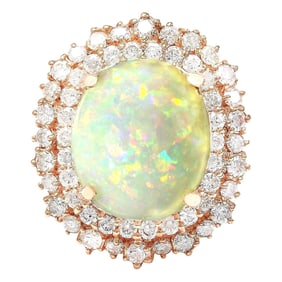 Opal Diamond Ring 14K Rose Gold