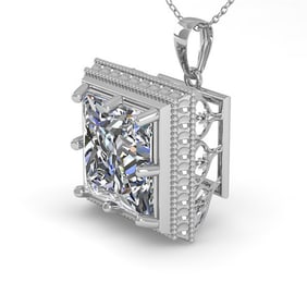1 ctw VS/SI Princess Diamond Necklace Art Deco 18k White Gold