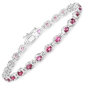 5.25 CT Genuine Rhodolite 14K White