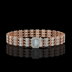 21.86 ctw Aquamarine & Diamond Bracelet 14K Rose Gold