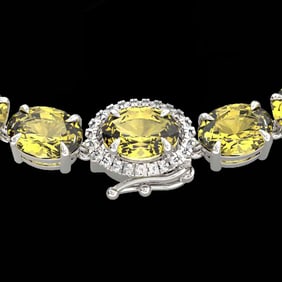 72 ctw Citrine & VS/SI Diamond Micro Pave Necklace 14k White Gold