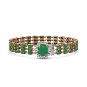31.91 ctw Emerald & Diamond Bracelet 14K Rose Gold