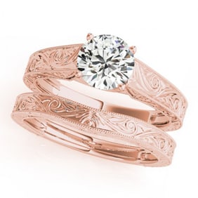 1 ctw Certified VS/SI Diamond Solitaire 2pc Wedding Set 14k Rose Gold