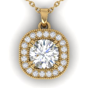 1.02 ctw Certified VS/SI Diamond Stud Micro Necklace 14k Yellow Gold