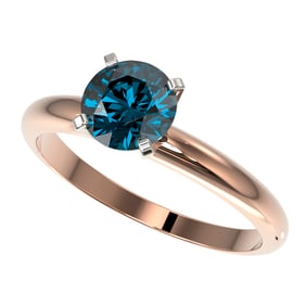 1.27 ctw Certified Intense Blue Diamond Engagment Ring 10k Rose Gold