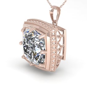 1 ctw VS/SI Cushion Cut Diamond Necklace Art Deco 18k Rose Gold