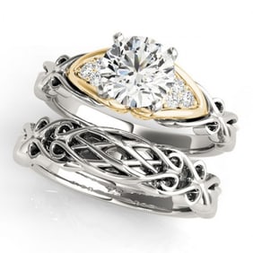 1.35 ctw Certified VS/SI Diamond Solitaire 2pc Set 14k 2Tone Gold