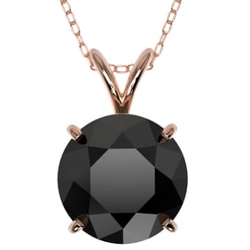2.50 ctw Fancy Black Diamond Solitaire Necklace 10k Rose Gold