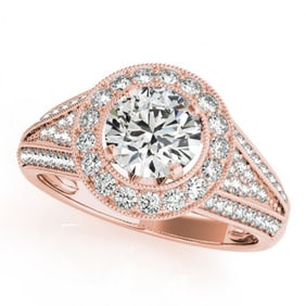 2.17 ctw Certified VS/SI Diamond Halo Ring 18k Rose Gold