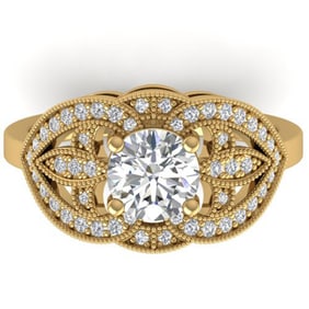 1.5 ctw Certified VS/SI Diamond Art Deco Micro Ring 14k Yellow Gold