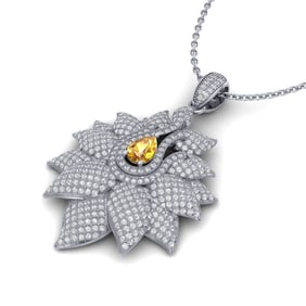 3 ctw Sapphire & Micro Pave VS/SI Diamond Necklace 18k White Gold