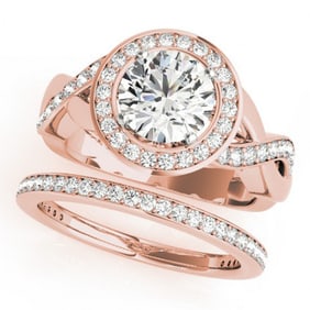 2.09 ctw Certified VS/SI Diamond 2pc Wedding Set Halo 14k Rose Gold