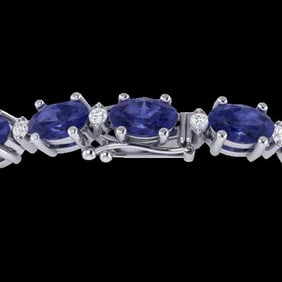 26.3 ctw Tanzanite & VS/SI Diamond Eternity Bracelet 10k White Gold
