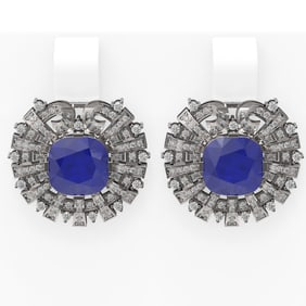 12.55 ctw Sapphire & Diamond Earrings 18K White Gold