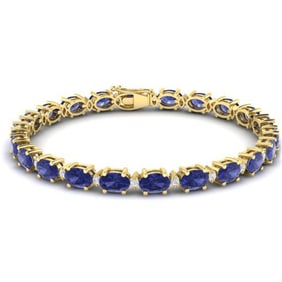 19.7 ctw Tanzanite & VS/SI Diamond Eternity Bracelet 10k Yellow Gold