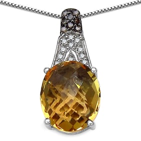 4.50 CT Genuine Citrine, Champagne Diamond