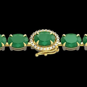 37 ctw Emerald & VS/SI Diamond Micro Pave Bracelet 14k Yellow Gold
