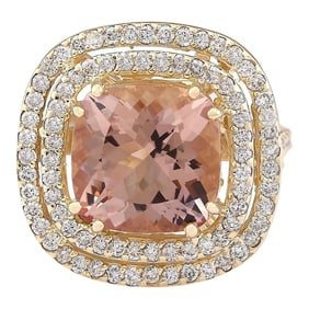 Morganite 14K Yellow Gold Diamond Ring