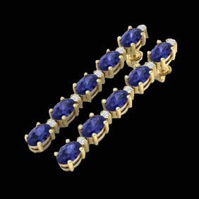 10.36 ctw Tanzanite & VS/SI Certified Diamond Earrings 10k Yellow Gold