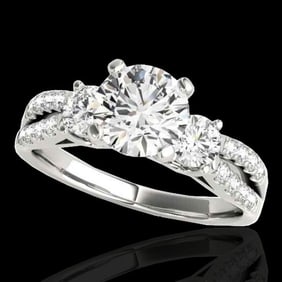 1.5 ctw Certified Diamond 3 Stone Ring 10k White Gold