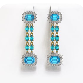 11.04 ctw Swiss Topaz & Diamond Earrings 14K Yellow Gold