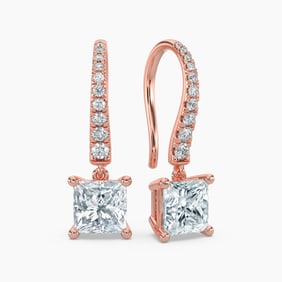 Natural 1.00 CTW Diamond Dangle Earrings 14K Rose Gold