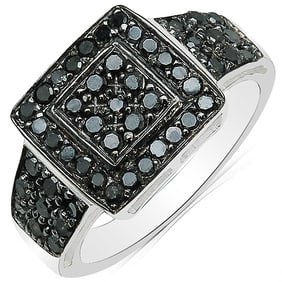 0.77 CT Genuine Black Diamond 14K White Gold Ring