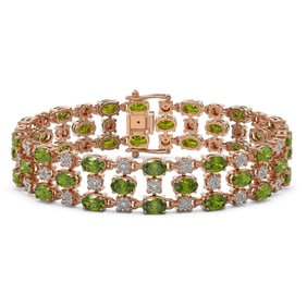 23.12 ctw Tourmaline & Diamond Bracelet 10K Rose Gold