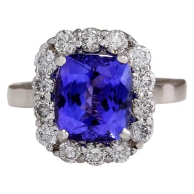 Tanzanite Diamond Ring 14K White Gold